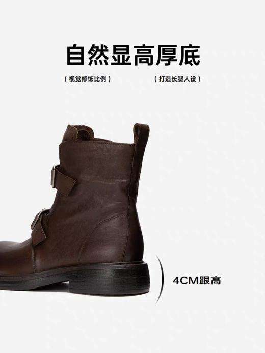 MIO米奥马丁靴皮带扣短靴2025冬季新款复古切尔西靴厚底皮靴女靴 商品图2