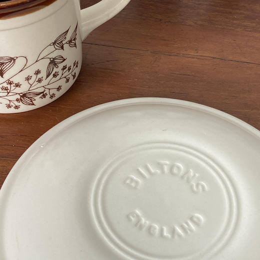 英国BILTONS白色花朵棕色咖啡杯碟2pcs B0321 商品图4