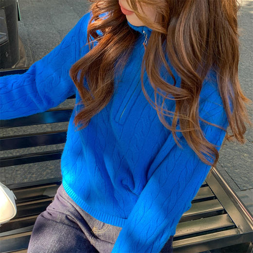 冬日美出圈【衣本素 高领半拉链纯色麻花羊毛针织衫ZD3026AI】加厚款  拉夫麻花复古纹理 慵懒贵气 手感厚实超软糯 商品图9