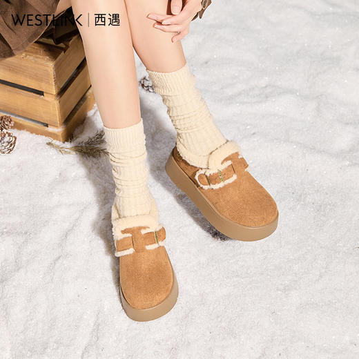 西遇厚底增高加绒勃肯鞋女冬季新款复古保暖毛毛棉鞋雪地鞋子V2457345 商品图2