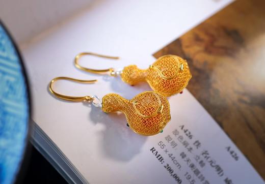 招财纳福 南红掐丝葫芦耳环 JD 商品图5