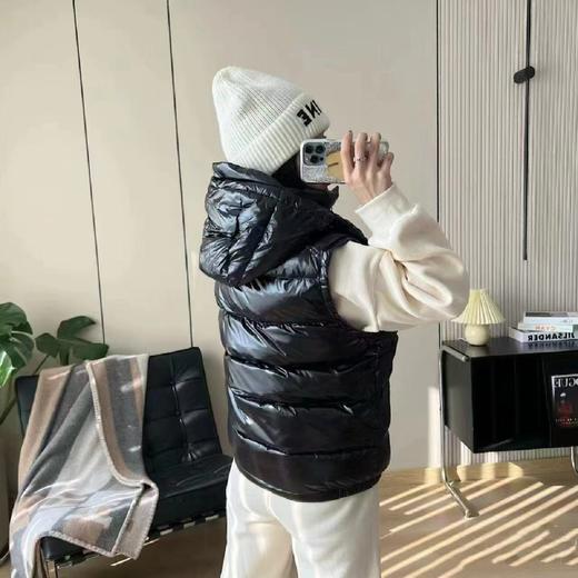 D121115胸口小标连帽男女同款情侣面包羽绒马甲 商品图3