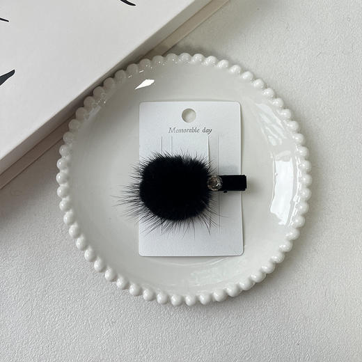 蓬松柔软温暖闪钻貂毛秋边夹发夹-纪念日百货门店同款167748109 商品图2