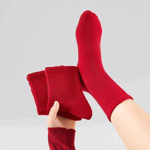 袜尖尖 新年小红袜 男士/女士/儿童 不勒脚不脱落 柔软舒适 商品图4
