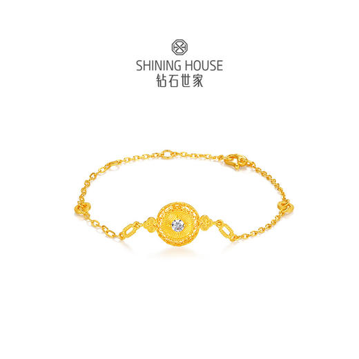 【巳来运转系列】钻石世家 如意罗盘手链 足金手链 以象征财运富贵长寿的灵蛇纹融入吉祥元素，黄金与闪耀钻石的时尚设计蕴藏金蛇庇护，蛇来运转的巧思【黄金产品不支持无理由退换货】预计3-5天发货 商品图1