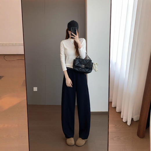 软糯舒适羊毛醋酸！2025一体绒宽松直筒拼色腰头加绒直筒香蕉裤！ 商品图2