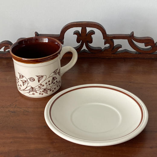 英国BILTONS白色花朵棕色咖啡杯碟2pcs B0321 商品图3