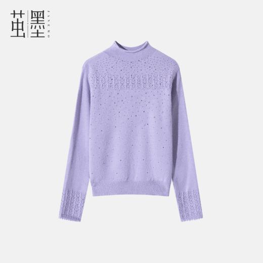 茧墨 定制款钩花卷边半高领毛衣 商品图0