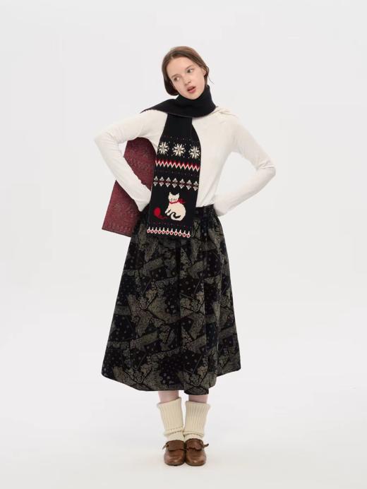 local tag/lt25awk36/费尔岛毛线小猫 柔软提花围巾 商品图4