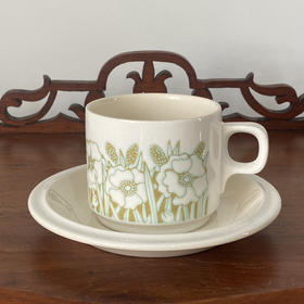 英国1970s Hornsea  Fleur鸢尾花大茶杯咖啡杯碟2pcs
