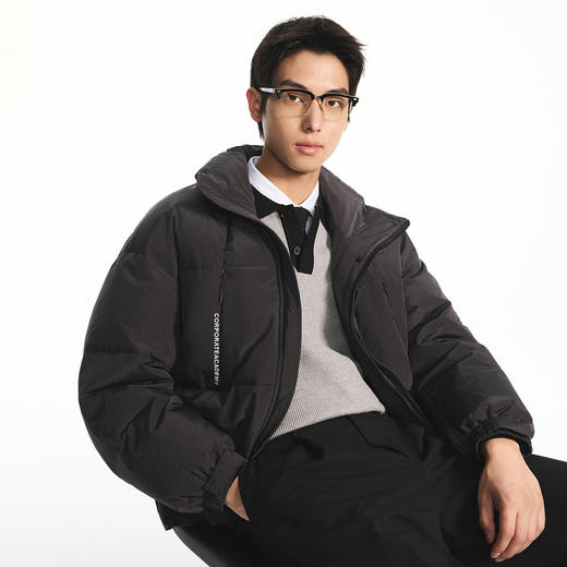 GXG男装【85鸭绒】冬季纯色防寒保暖休闲男式立领短款羽绒服K&C 商品图2