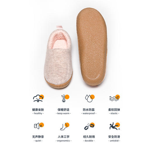 【彩色毛毡包跟鞋】珂缔缘冬季居家包跟男女士家用室内木地板防滑毛绒保暖棉拖鞋多款式可选 商品图7