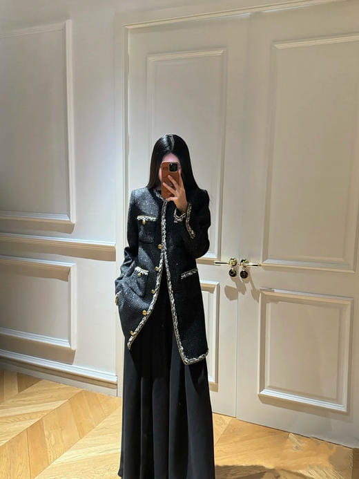 香奈儿 25秋冬新款 圆领捆边编织长款外套(TM) 商品图2