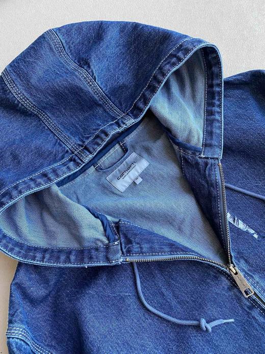 D121112美式复古风水洗牛仔连帽拉链美式连帽夹克外套 商品图2