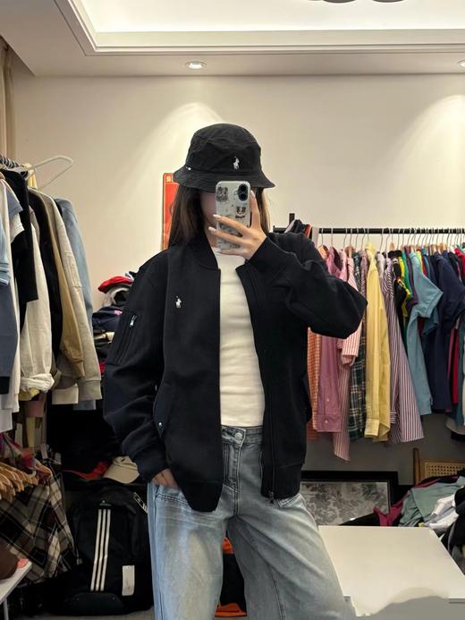 D121167小马刺绣Logo纯色棒球领长袖情侣秋冬拉链夹克外套 商品图9