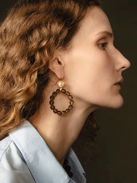 订购6周到｜Chan Luu-LARK-云雀 烟晶 淡水珍珠 耳环［美国设计师］