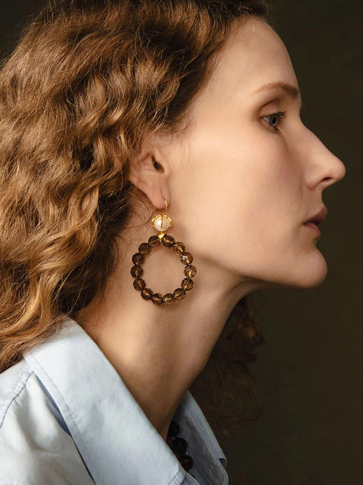 订购6周到｜Chan Luu-LARK-云雀 烟晶 淡水珍珠 耳环［美国设计师］ 商品图0