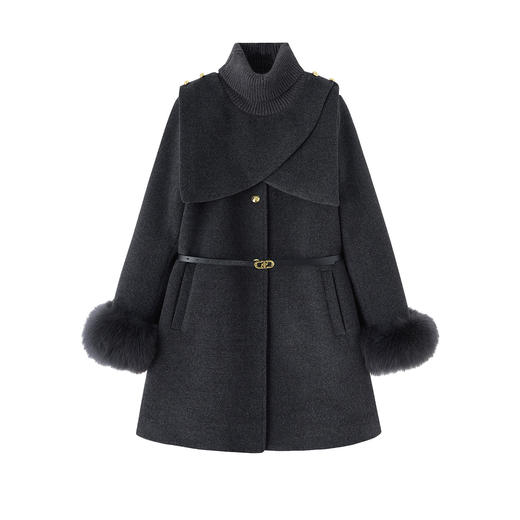 HR ZYQF28白鸭绒外套韩系小香风羽绒服针织领配披肩 商品图4