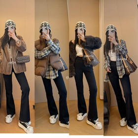 热卖中！【AHTH一体绒马蹄裤】高腰拉长腿部线条 一体绒保暖显瘦 任意百搭