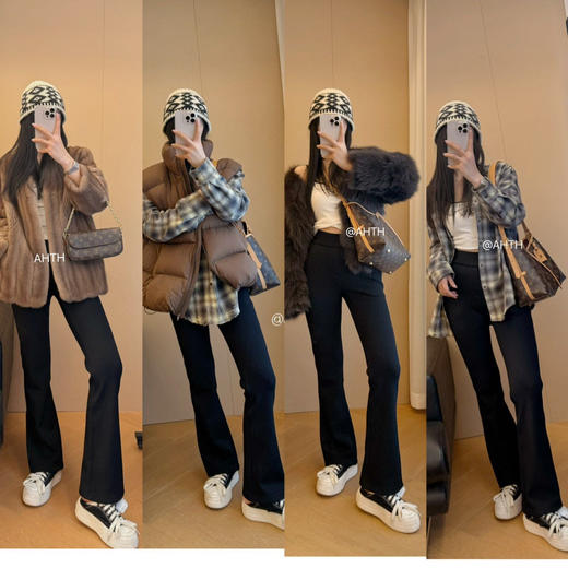 【AHTH一体绒马蹄裤】高腰拉长腿部线条 一体绒保暖显瘦 任意百搭 商品图1