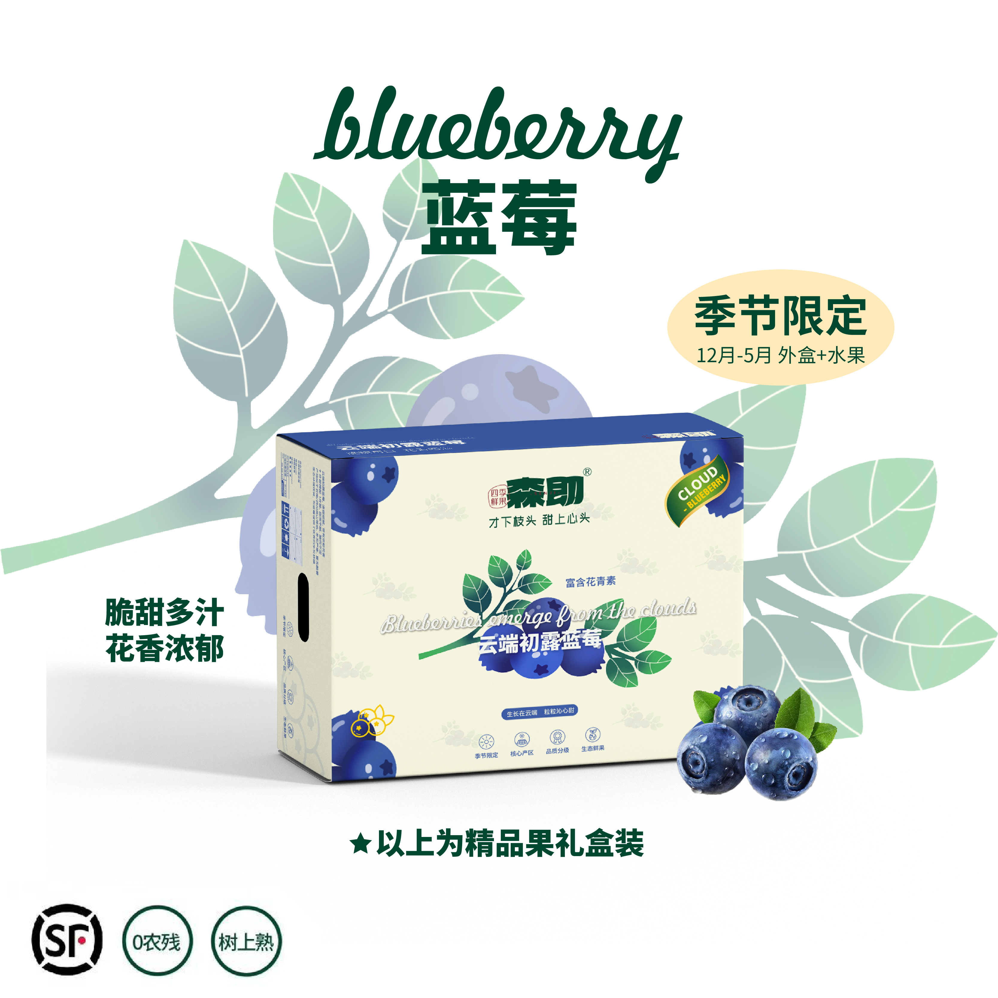 云南 花香蓝莓！健康养颜 果香浓郁 甜脆超好吃！