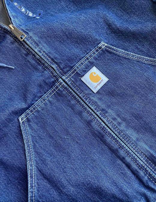 D121112美式复古风水洗牛仔连帽拉链美式连帽夹克外套 商品图9