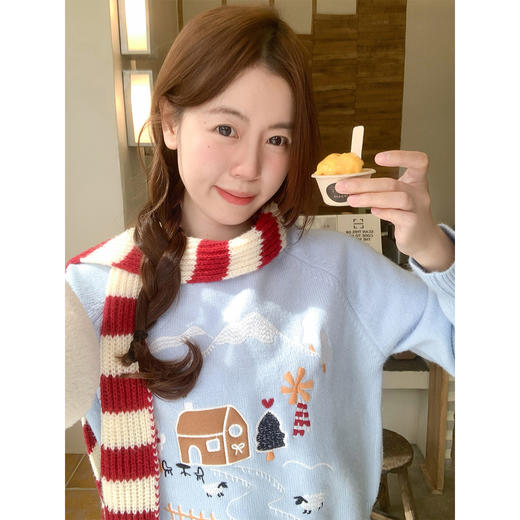 <曾小咸推荐>现货秒杀 ！微信超特价！韩系浅蓝色圆领毛衣 日常199.99 立减100 秒杀99.99！！ 商品图2