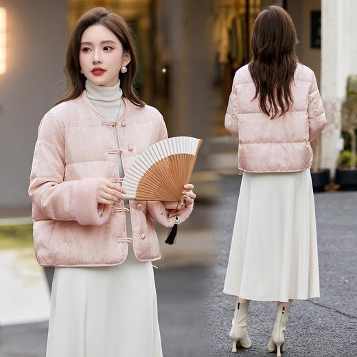 HR JXYR2580国风羽绒服新中式洋气白鸭绒羽绒外套 商品图2