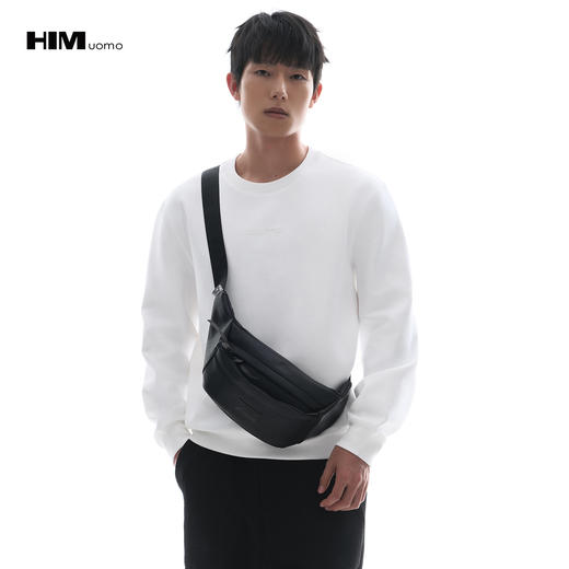 HIM漢崇【商场同款】柔软微弹双面针织套头卫衣立体滴胶字母印花 商品图1