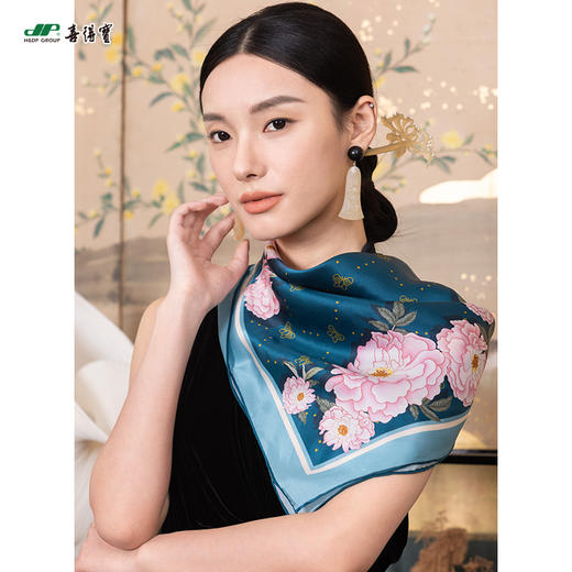 喜得宝宋韵芳华65cm*65cm 手工卷边桑蚕丝小方巾 商品图6