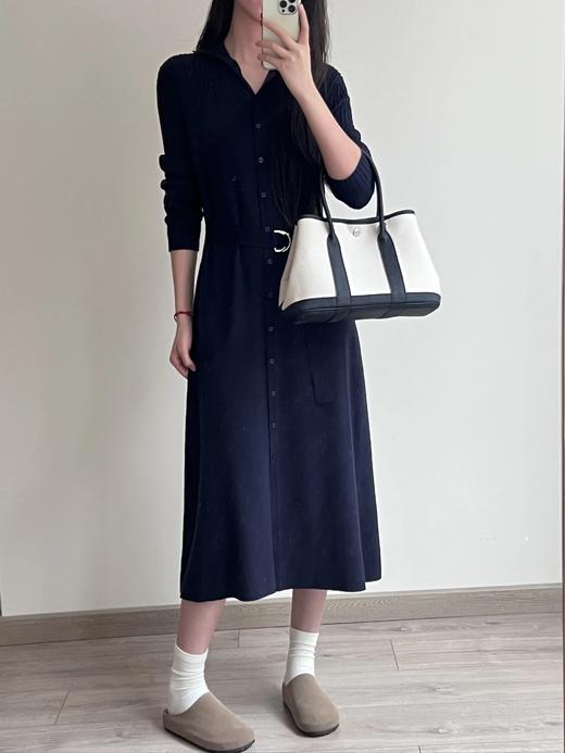 【高品质私服】【收腰半高领翻领针织长袖连衣裙】2色可选！高阶中性色系，穿出 “纸片人” 既视感【无标出货 介意慎拍】WD 商品图2