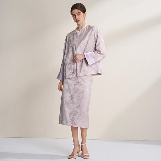 EITIE爱特爱提花新中式国风时尚印花2026年春季新款半裙A2606105 商品图2