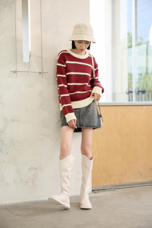 LNNNS 撞色条纹软糯套头宽松毛衣 21998 商品图2