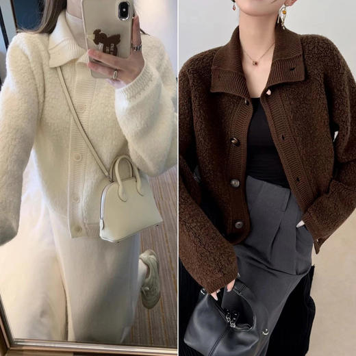 【高品质私服】设计师款品牌订单【全羊毛圈圈纱加厚外套】100%绵羊毛面料，厚实但不笨重，裹在身上像被毛毯环抱住，又暖又弹【无标出货 介意慎拍】WD 商品图0