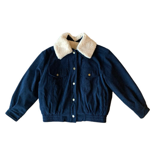 韩女范儿！2025磨绒灯芯绒工艺宽松小短款可拆卸毛领灯芯绒外套！ 商品图4