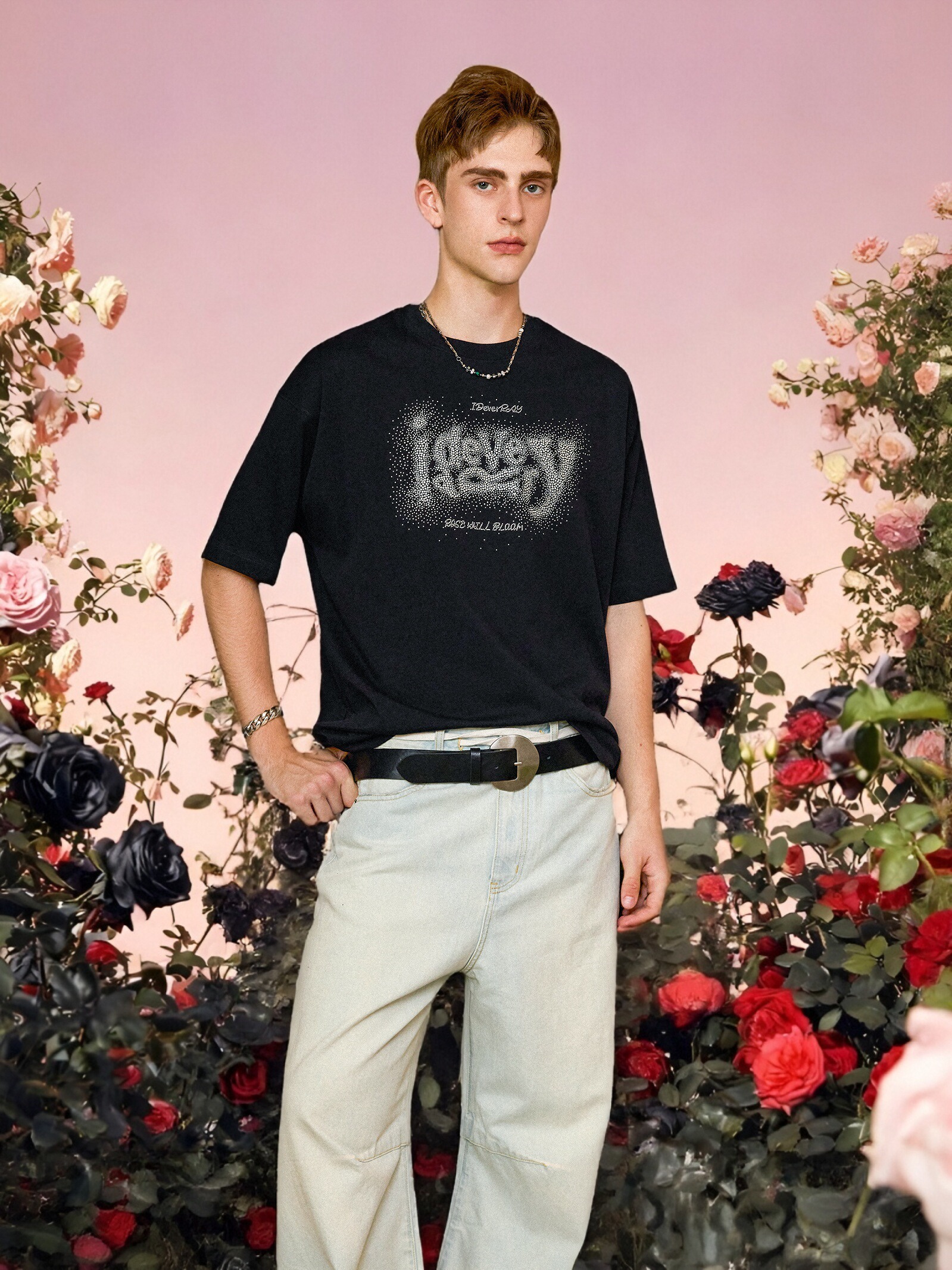 【陈立农同款】2025新升级款情侣烫钻T恤常规款个性上衣百搭夏季21MSL-ID25SSFAT031