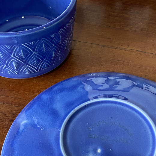 英国 Staffordshire 蓝色手柄咖啡杯碟2pcs B0308 商品图3