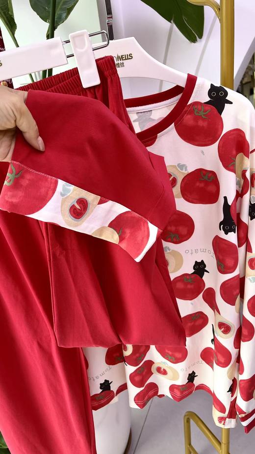 长袖长裤丝光棉圆领女款套装睡衣舒适透气1415332 商品图3