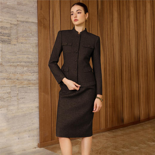 IWY/棕色西装套裙女职业装两件套高级感气质通勤上班商务正装CS2583 商品图2