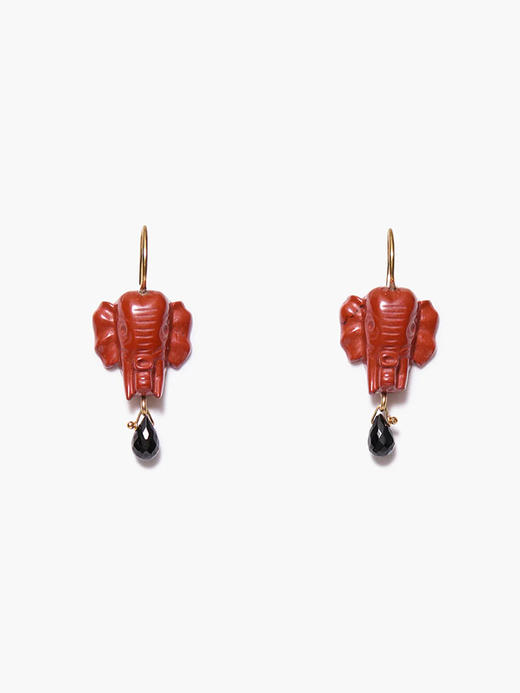 订购6周到｜Chan Luu-ELEPHANT-大象 红碧玉 黑尖晶石 耳环［美国设计师］ 商品图0