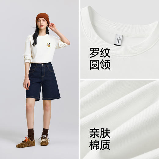 森马迪士尼合作系列长袖T恤女春季中长款米奇宽松落肩复古风上衣 商品图3