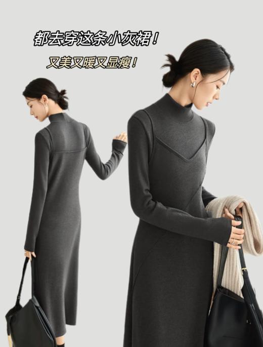 假两件微磨毛显瘦320g连衣裙 商品图0