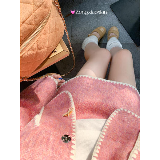 <曾小咸推荐>现货秒杀 ！微信超特价！撞色边小香风外套 日常269.99 立减130 秒杀129.99！！撞色边半裙 日常139.99 立减70 秒杀69.99！！ 商品图3