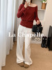 会员福利【性感斜肩+绵羊毛】拉夏贝尔/La Chapelle不规则设计感斜肩开衩气质长袖针织衫超高性价比 商品缩略图5
