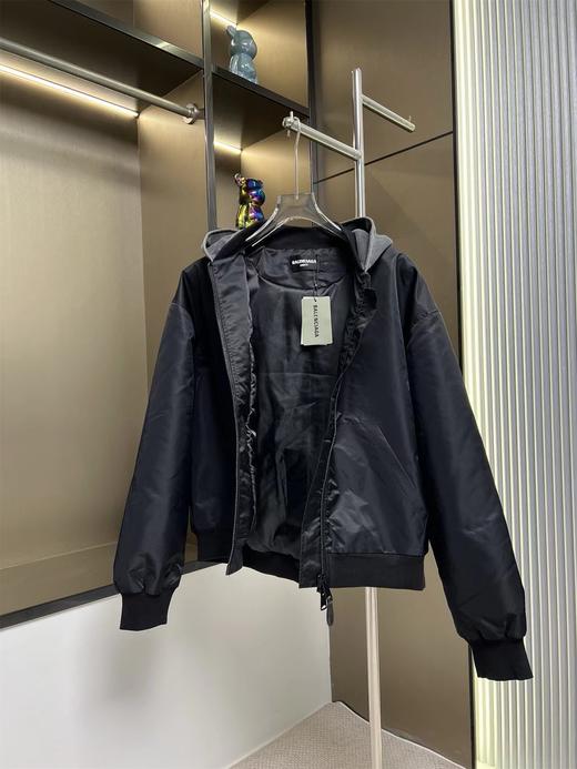 D121142新款双环拉链棉衣外套黑色飞行服夹克保暖外套 商品图2