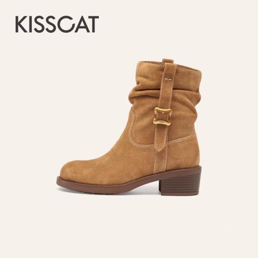 「李兰迪/美洋同款接吻猫[落日大道]麂皮筒靴西部堆堆靴牛仔靴加绒」 商品图5