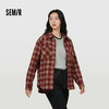森马长袖衬衫女春季中长款oversize翻领落肩格纹上衣女生复古衬衣 商品缩略图1