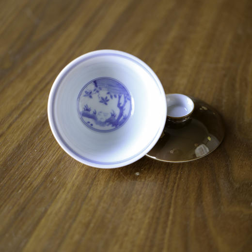 【忘言】 紫金釉青花圆满盖碗 曰何文人器 商品图3