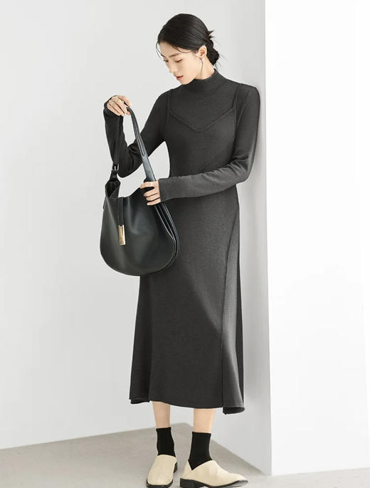 假两件微磨毛显瘦320g连衣裙 商品图10