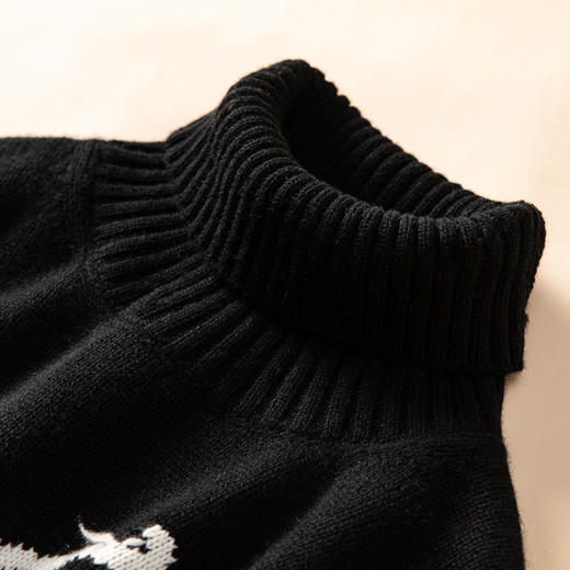 100%Baby小山羊绒~拉*伦嵌花高领马标山羊绒衫BABY250510 商品图3